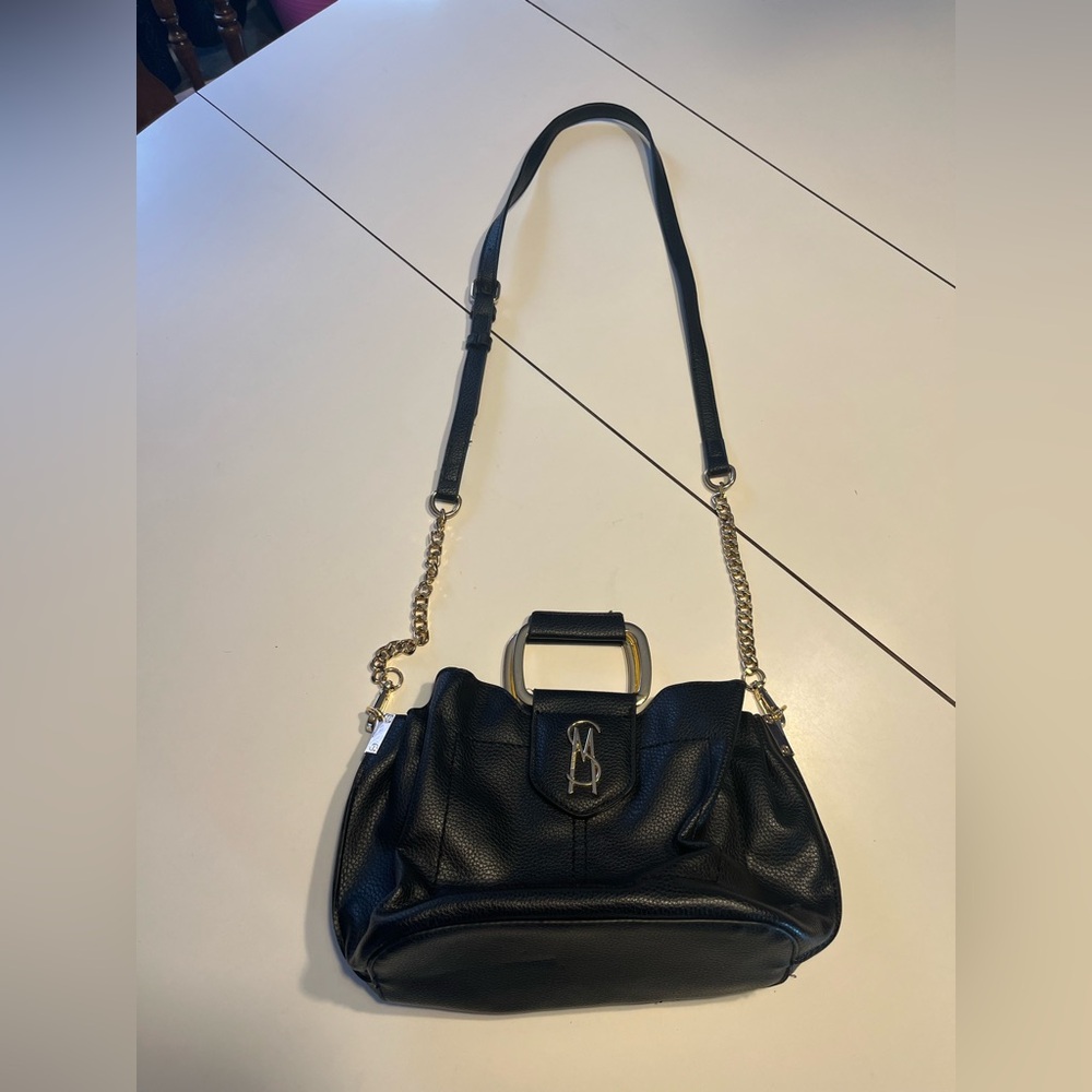 Steve Madden faux leather hand bag chain strap gold black